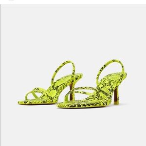 Zara Neon Snake Skin Reptile Kitten Minimalistic Heels | Size 40| NWOT